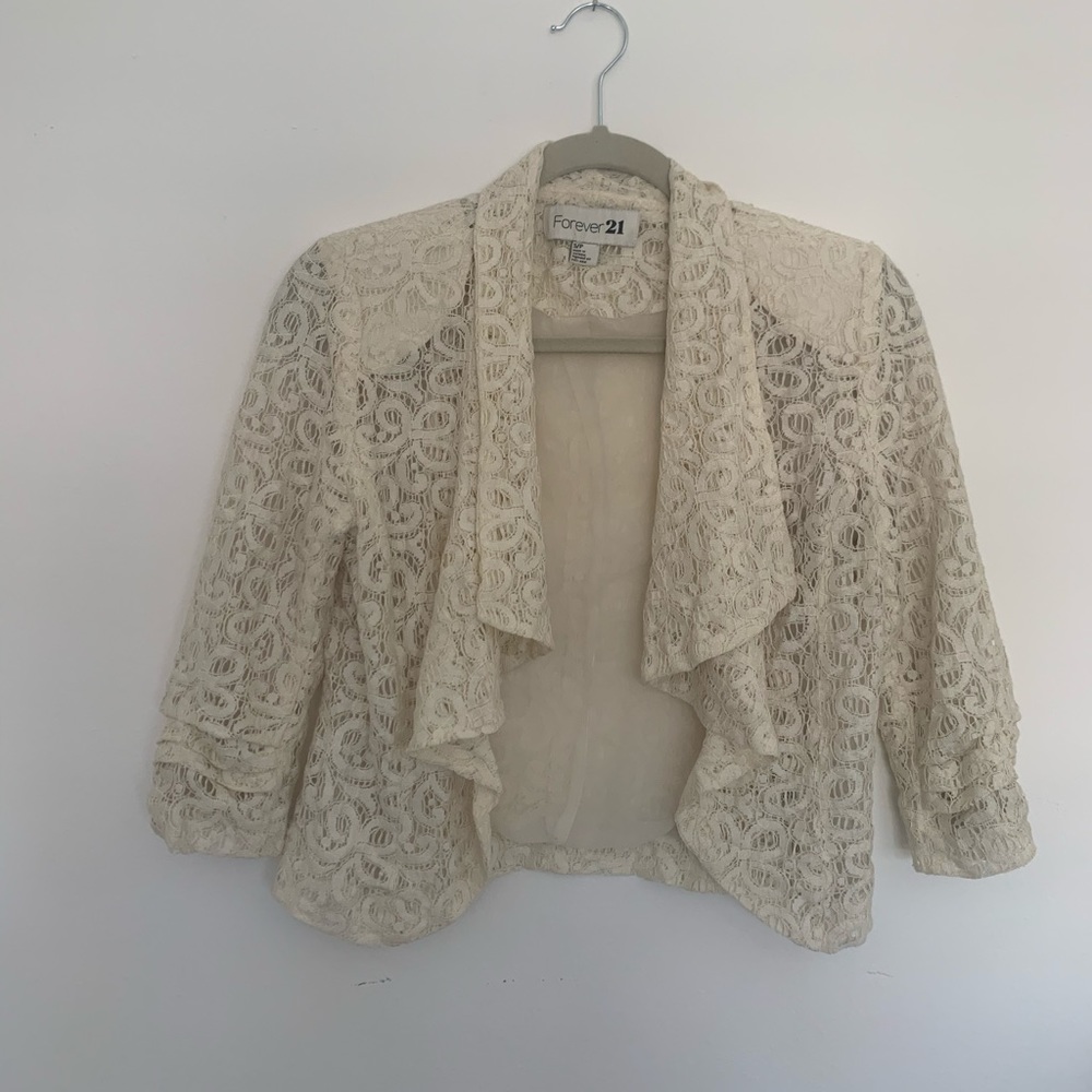 Forever 22 Cream Lace Blazer